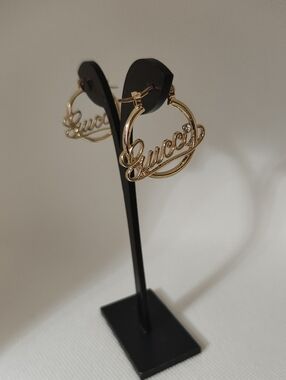 Fashion Gold Logo Hoop Earrings